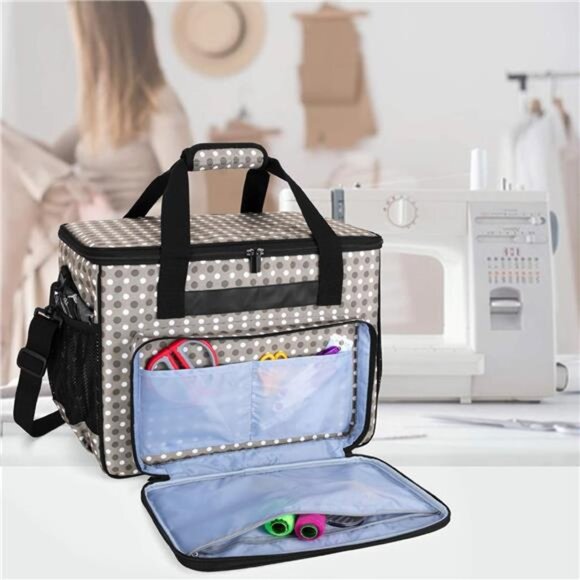 Sewing Machine Case, Carrying Tote Bag Storage Organizer Compatible - Picture 2 of 14